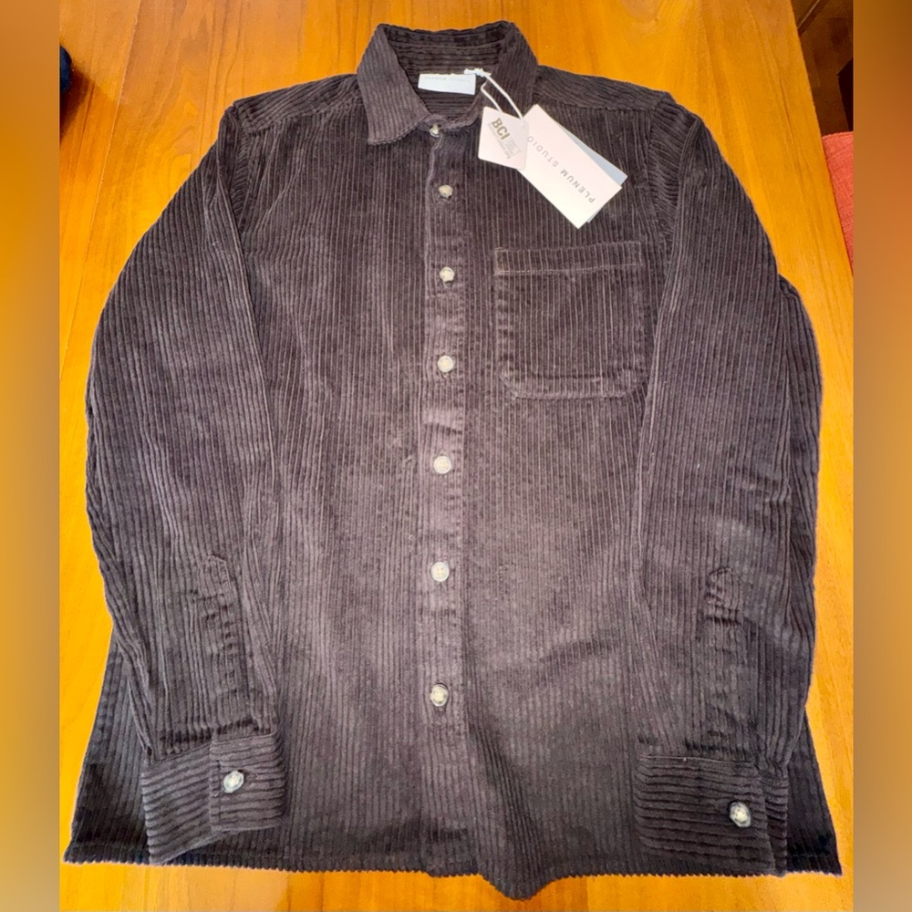 Plenum Studio Thick Chocolate Brown Corduroy Shirt/Shacket, Size M. NWT